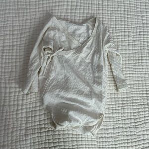 Tane Organics cream pointelle kimono onesie
